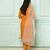 orange embroidered cotton kurta pant set with dupatta