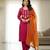 pink embroidered cotton kurta set with dupatta & pant