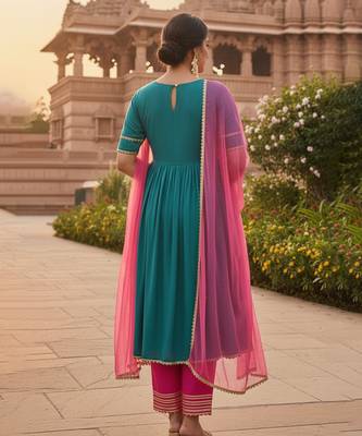 blue cotton kurta set with embroidered work 2