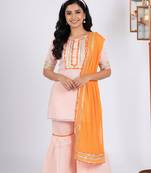 peach cotton sharara set with embroidered work