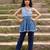 blue cotton kurta set with printed design
