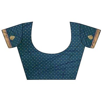 intricate motifs parrot green soft silk blend banarasi saree 4