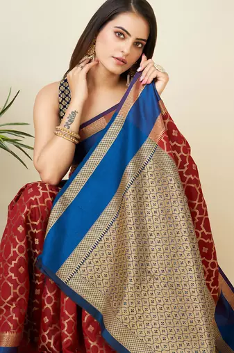 woven design red lichi silk kanchipuram sarees saree