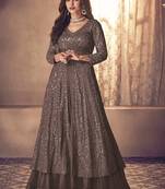 Chocolate Colour Faux Groegette Embroidered Lehenga Suit