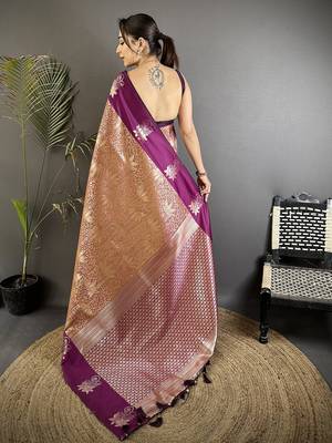 intricate zari weaving wine soft silk blend blend dharmavaram saree 2