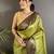 intricate zari weaving dusty green soft silk blend dharmavaram saree