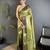 intricate zari weaving dusty green soft silk blend dharmavaram saree