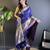 striped with floral motifs royal blue soft silk blend leheriya saree