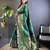 striped with floral motifs green soft silk blend leheriya saree