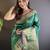 striped with floral motifs green soft silk blend leheriya saree