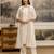 White Pure Cotton Embroidery Schiffli  Work Kurta Pant with Shrug Set
