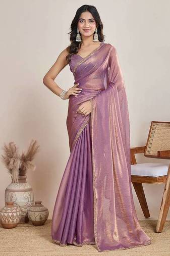 Wine Color Fendy Chiffon Saree With Running Blouse