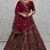 red jarkan work velvet bridal lehenga set choli with dupatta with double dupatta
