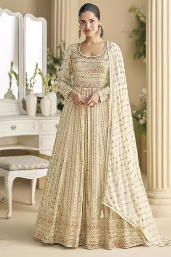 Off white color georgette  anarkali suit  