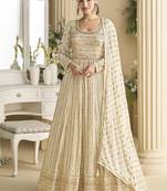 Off white color georgette  anarkali suit  