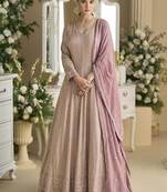 Light  pink color georgette  anarkali suit  