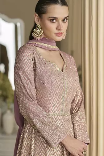 Light pink color georgette anarkali suit 