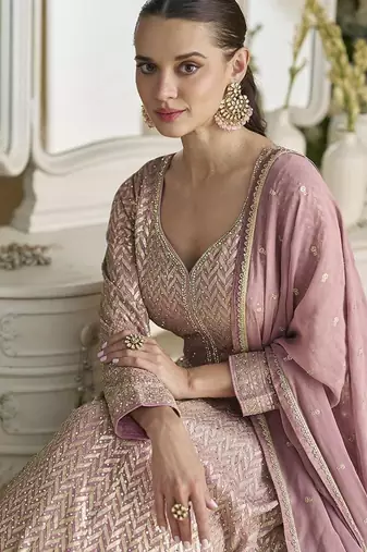 Light pink color georgette anarkali suit 