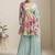 Sky blue color chinon silk palazzo set  