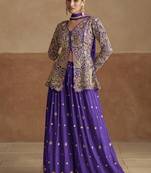 Violet color chinon silk palazzo set 