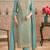 Turquoise embroidred shimmer jacquard salwar suit
