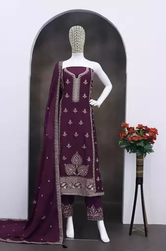 Purple chinon sequince work suit 