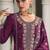 Dark purple moonga silk embroidered pant style suit