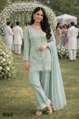 Light blue georgette semi stitched suits 1
