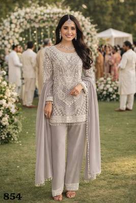 Light purple georgette semi stitched suits 1