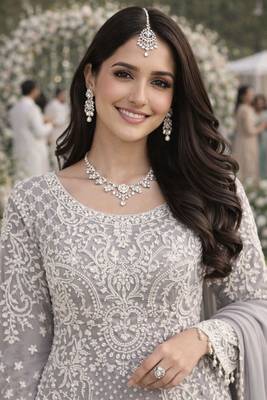 Light purple georgette semi stitched suits 2