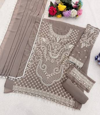 Light purple georgette semi stitched suits 3