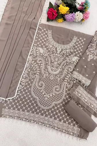 Light purple georgette semi stitched suits