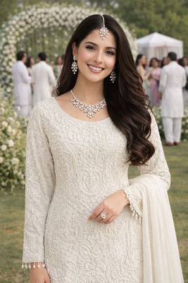 White georgette semi stitched suits 2