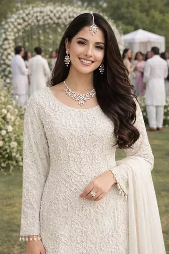 White georgette semi stitched suits