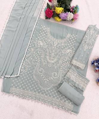 Light blue georgette semi stitched suits 3