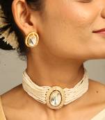 Classic polki & pearl galabandh