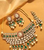 Royal emerald & kundan bridal bib set