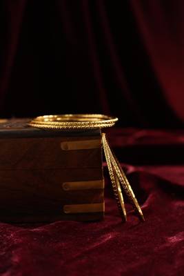 Textured gold stacking bangles 1