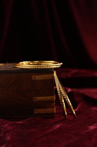 Textured gold stacking bangles