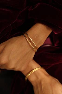 Textured gold stacking bangles 3