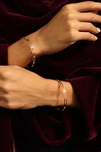 Geometric cut-out diamond bangle