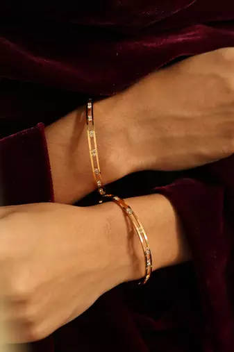 Geometric cut-out diamond bangle