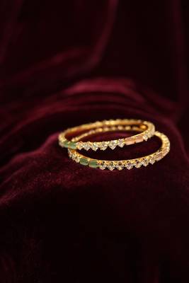 Mint green enamel & diamond bangle 1