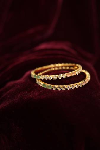 Mint green enamel & diamond bangle