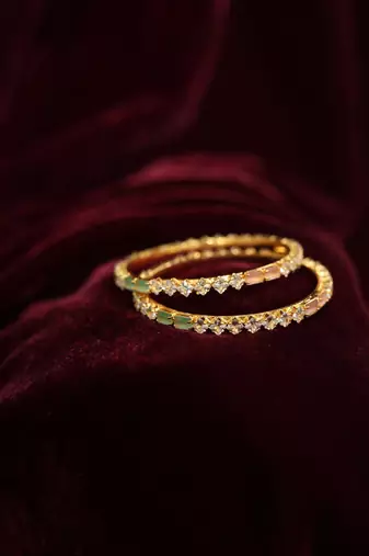 Mint green enamel & diamond bangle