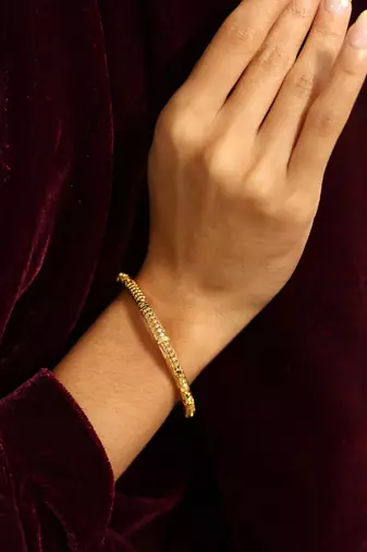 Patterned gold eternity bangles