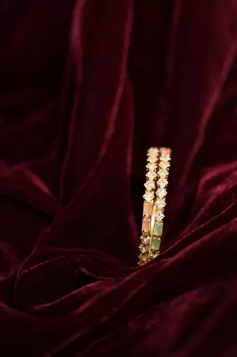 Mint green enamel & diamond bangle