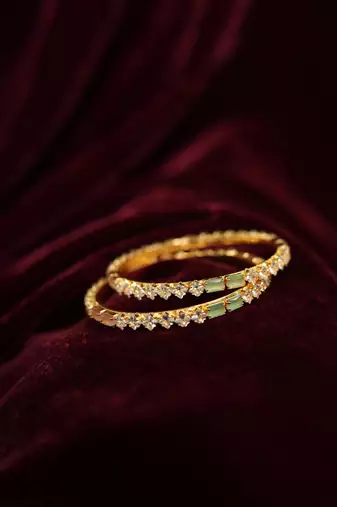 Mint green enamel & diamond bangle