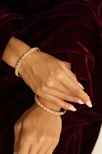 Mint green enamel & diamond bangle
