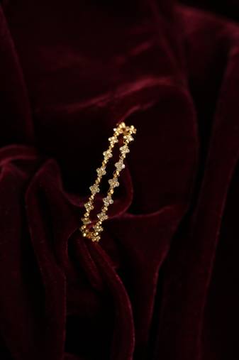 Dainty diamond floral bangle